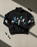 Zipper mockneck Embossed printed  Sweat Shirt