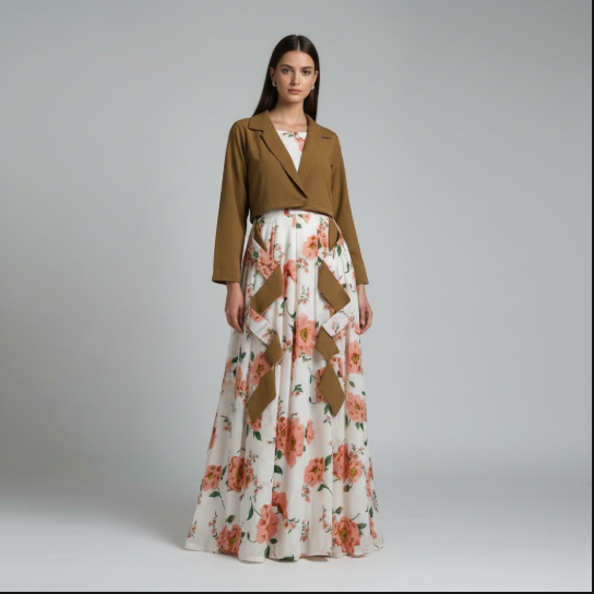 Winter Festival Digital Sleeve'less Maxi With Koti ❤️