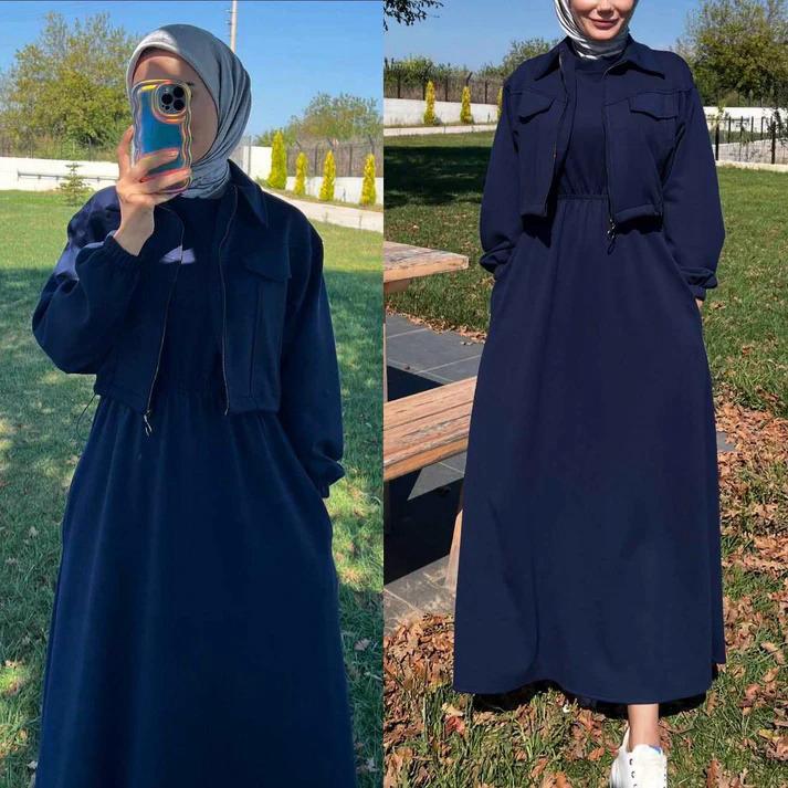 Front Pocket Straight Zipper Jacket With Sleeveless Long Fock Fleece